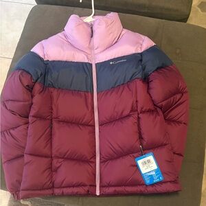 Columbia Women’s Colorblock Puffer Jacket - Pink / Navy / Burgundy